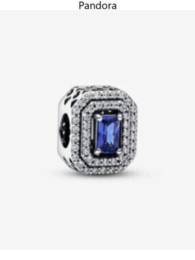 Pandora Blue Sparkling Leveled Rectangular Charm